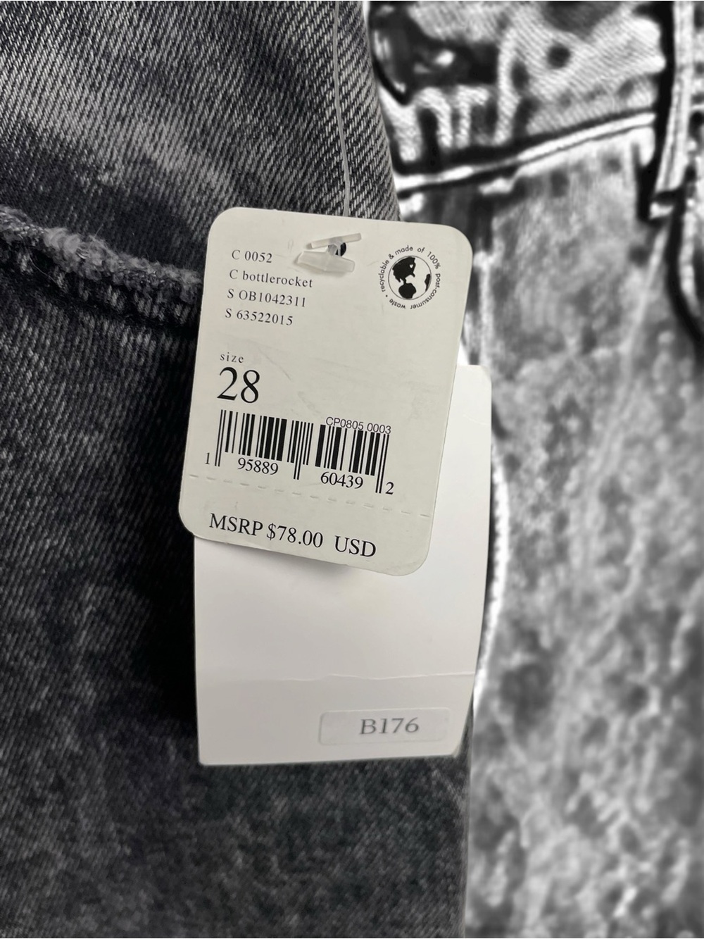 NEW We the Free People High-Rise Distressed Straight Leg Jeans — Washed Gray 28 - Picture 7 of 11